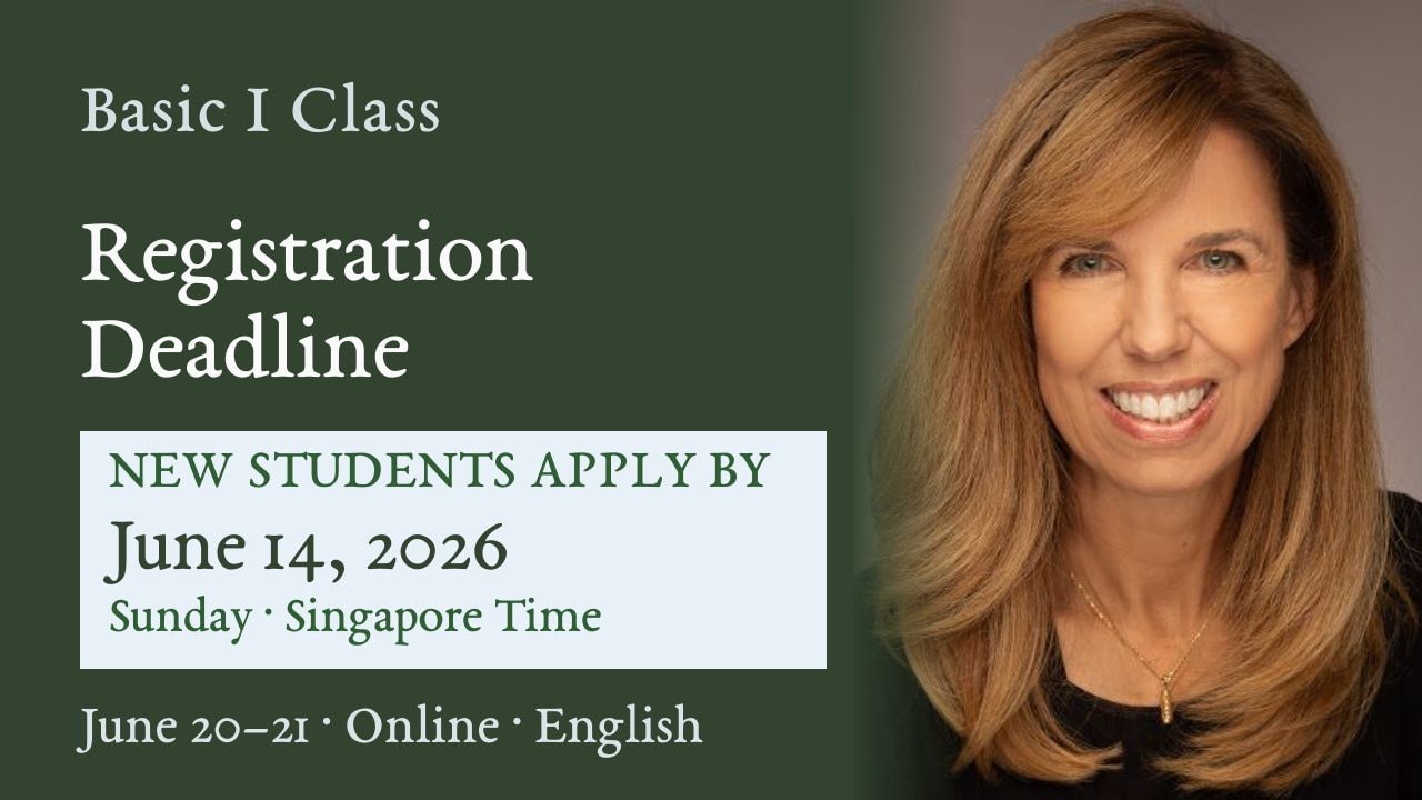 20260620-21-basic1-deadline-en-featured-1280x720 - Ho'oponopono Official Basic I Class: Registration Deadline. New students apply by June 14, 2026; June 20–21 online English, with a smiling woman on the right.