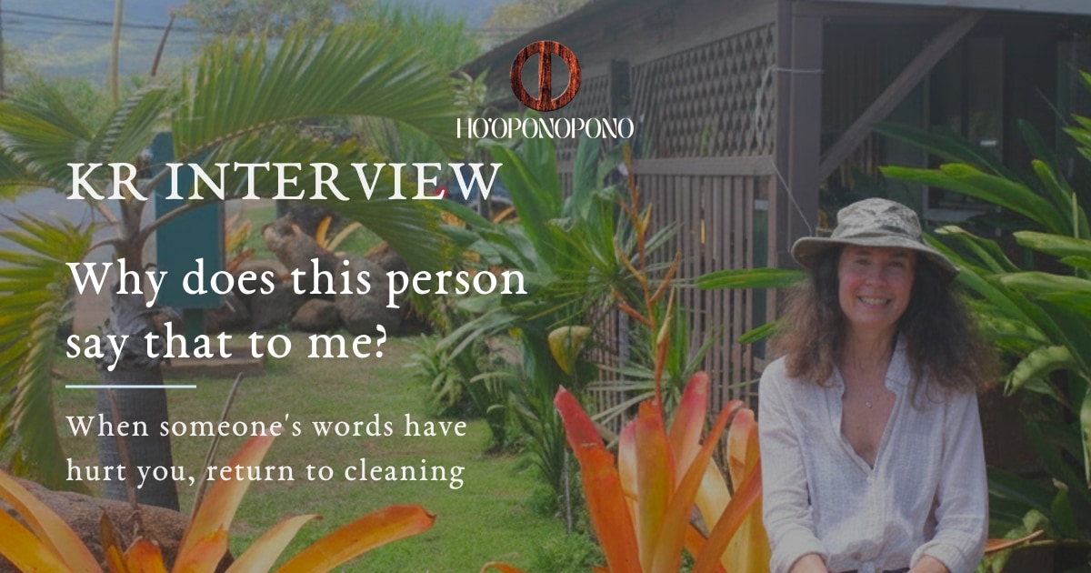 Interview header with KR INTERVIEW text, woman in a hat beside tropical plants.